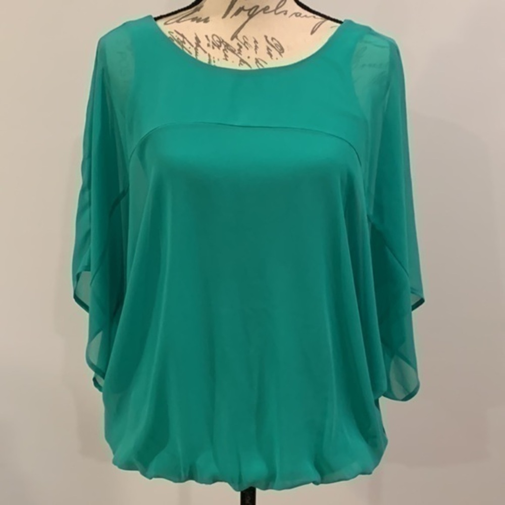 FREE with purchase! Express dolman blouson v-back top lined green S